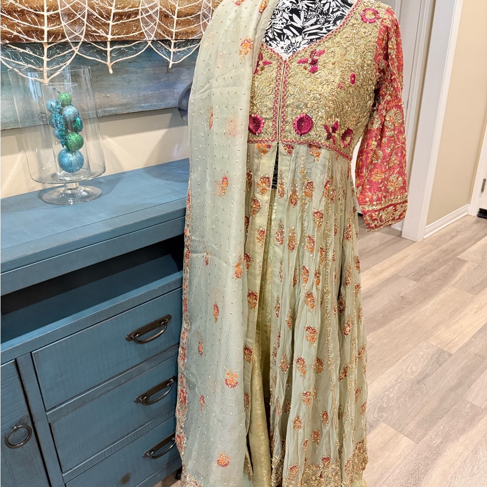 Beautiful Haris Shakeel open front lehenga
